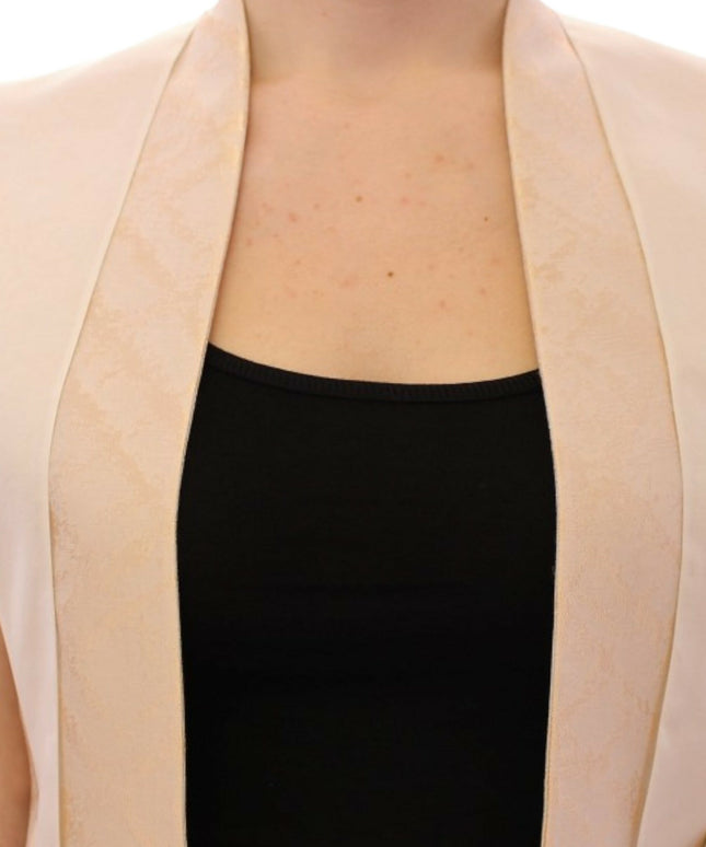 Zeyneptosun Beige brocade sleeveless jacket vest