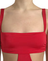 Dolce & Gabbana Red Cutout Nylon Sheath Sleeveless Mini Dress