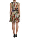 Dolce & Gabbana Beige Floral Sleeveless A-line Mini Dress