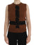 Dolce & Gabbana Brown Wool Black Lace Vest Sweater Top