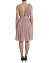 Dolce & Gabbana Pink One Shoulder Pleated Lame Tulle Dress