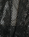 Dolce & Gabbana Black Sequined Sleeveless Mesh Layered Gown Dress