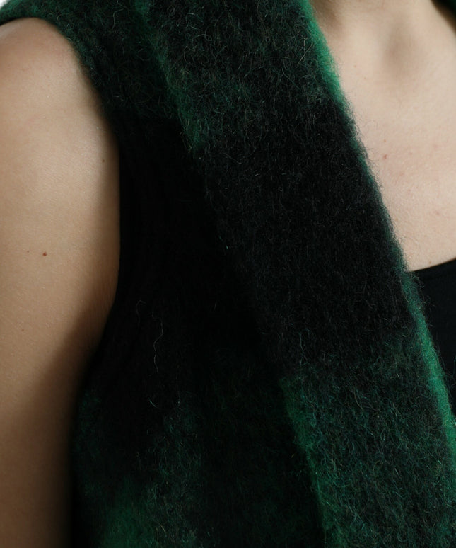 Dolce & Gabbana Black Green Buffalo Check Poncho Coat Jacket