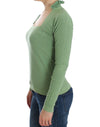 Ermanno Scervino Green Wool Blend Striped Long Sleeve Sweater