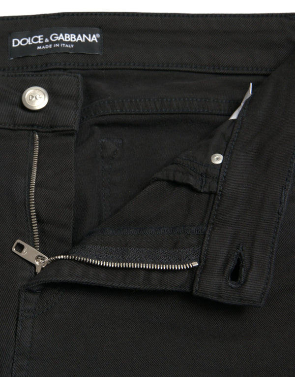 Dolce & Gabbana Black Cotton Mid Waist Skinny Denim Jeans