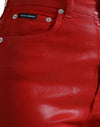 Dolce & Gabbana Red Cotton High Waist Skinny Denim Jeans