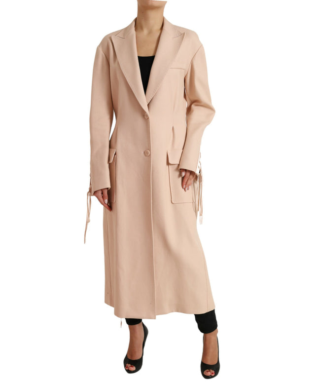 Dolce & Gabbana Beige Cotton Single Breasted Long Coat Jacket
