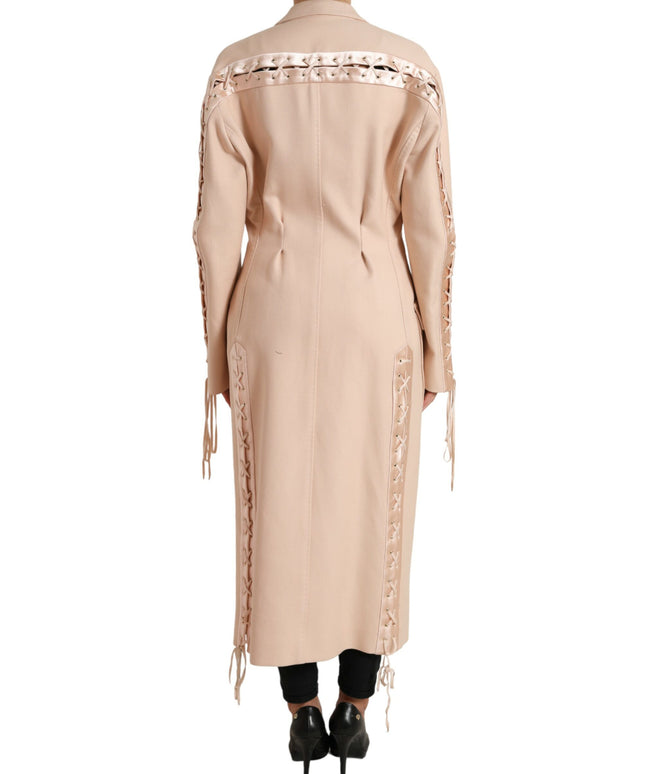 Dolce & Gabbana Beige Cotton Single Breasted Long Coat Jacket