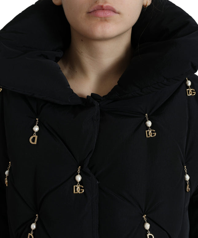 Dolce & Gabbana Black Embellished Quilted Shell Bomber Jacket