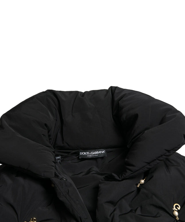 Dolce & Gabbana Black Embellished Quilted Shell Bomber Jacket