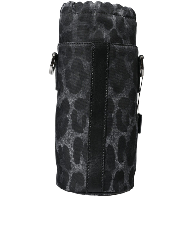 Dolce & Gabbana Black Leopard Round Slim Tote Bottle Cage Bag