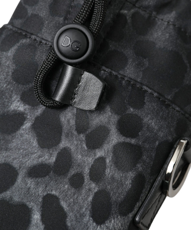 Dolce & Gabbana Black Leopard Round Slim Tote Bottle Cage Bag