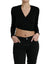 Dolce & Gabbana Black Wool V-neck Crossed Cardigan Sweater