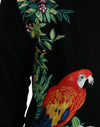 Dolce & Gabbana Black Bird Wool Long Sleeve Cardigan Sweater