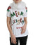Dolce & Gabbana White Cotton Christmas Sequin Fur T-shirt