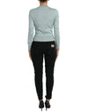 Dolce & Gabbana Light Blue Silk Crew Neck Cardigan Sweater