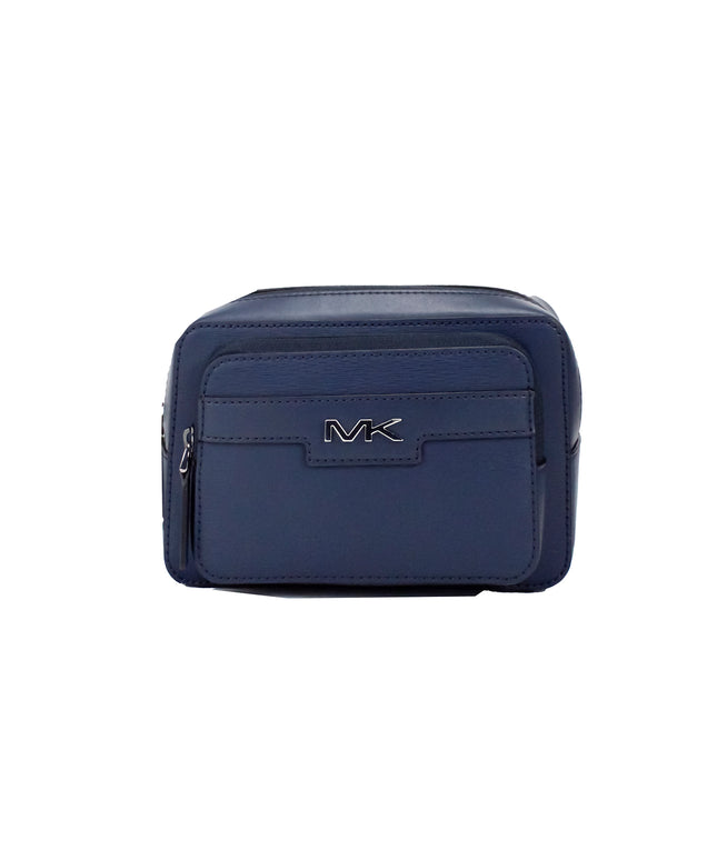Michael Kors Cooper Small Navy Blue Smooth Leather Double Zip Belt Bag