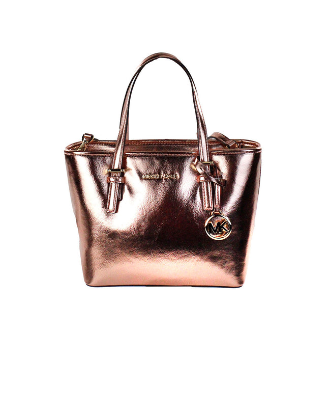 Michael Kors Jet Set Primrose Metallic XS Carryall Top Zip Tote Bag Purse