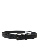 Dolce & Gabbana Black Exotic Leather Silver Metal Buckle Belt