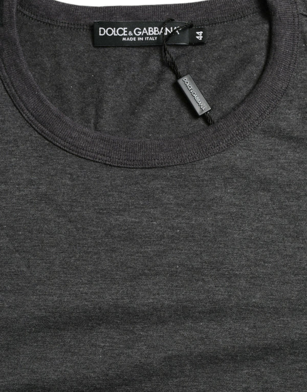 Dolce & Gabbana Dark Gray Cotton Crew Neck T-shirt