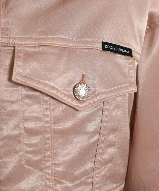 Dolce & Gabbana Pink Cotton Stretch Collared Cropped Jacket