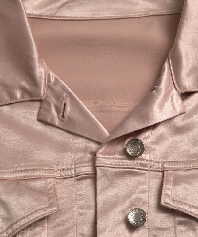 Dolce & Gabbana Pink Cotton Stretch Collared Cropped Jacket