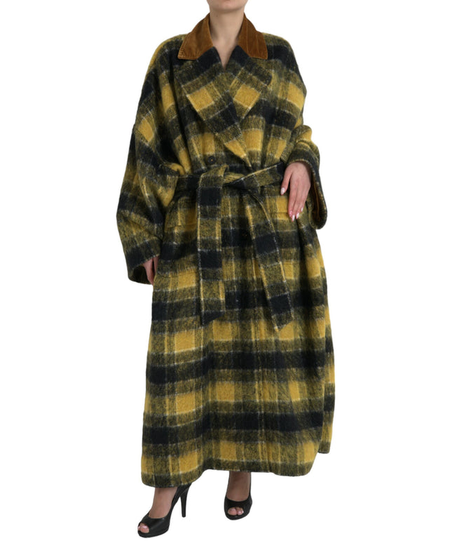Dolce & Gabbana Yellow Checkered Long Sleeve Coat Jacket