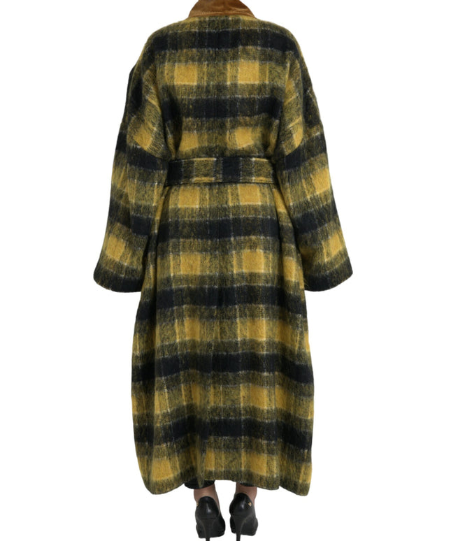 Dolce & Gabbana Yellow Checkered Long Sleeve Coat Jacket