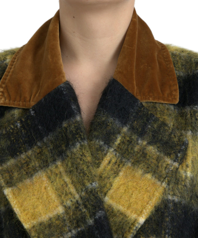 Dolce & Gabbana Yellow Checkered Long Sleeve Coat Jacket