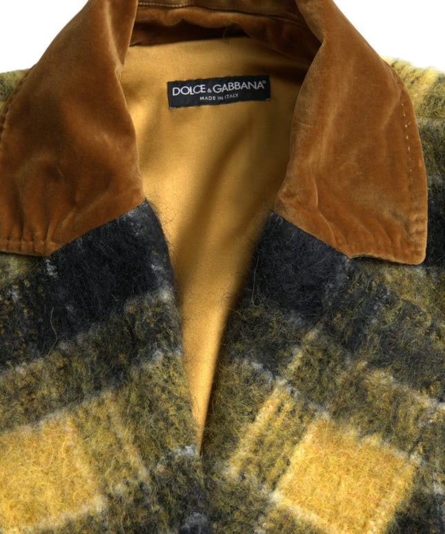 Dolce & Gabbana Yellow Checkered Long Sleeve Coat Jacket