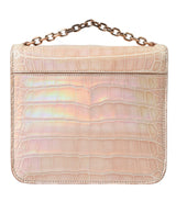 Balenciaga Beige Blue Agate Exotic Leather Gold Chain Purse Bag