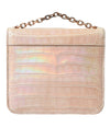 Balenciaga Beige Blue Agate Exotic Leather Gold Chain Purse Bag