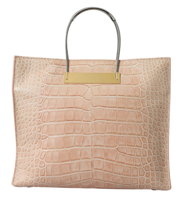 Balenciaga Pink Exotic Leather Embossed Cable Handle Shopper Tote Bag