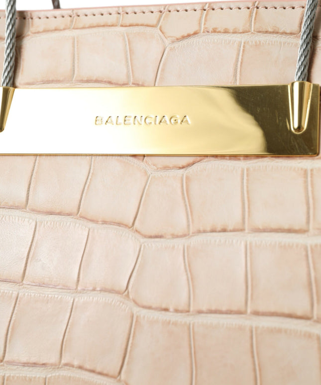 Balenciaga Pink Exotic Leather Embossed Cable Handle Shopper Tote Bag