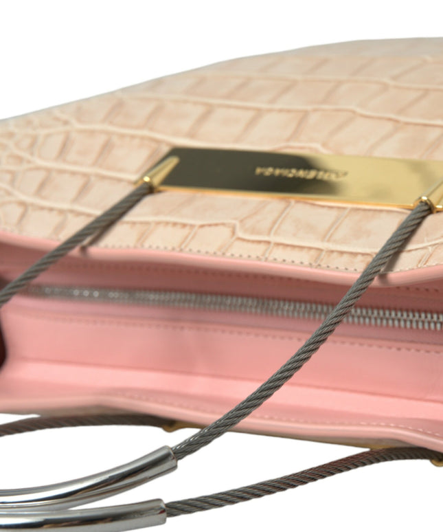 Balenciaga Pink Exotic Leather Embossed Cable Handle Shopper Tote Bag