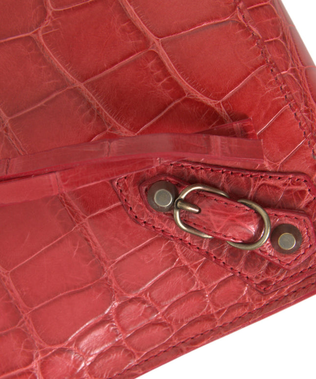حقيبة يد كلاسيكية من Balenciaga مصنوعة من جلد إكزوتيك أحمر اللون