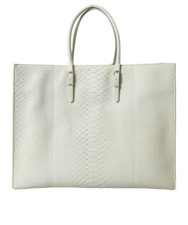 Balenciaga White Yellow Exotic Skin Leather Shopping Tote PAPIER Bag