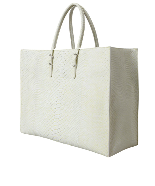 Balenciaga White Yellow Exotic Skin Leather Shopping Tote PAPIER Bag