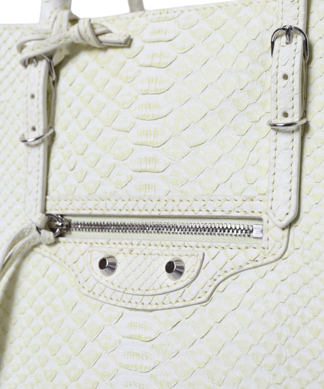 Balenciaga White Yellow Exotic Skin Leather Shopping Tote PAPIER Bag