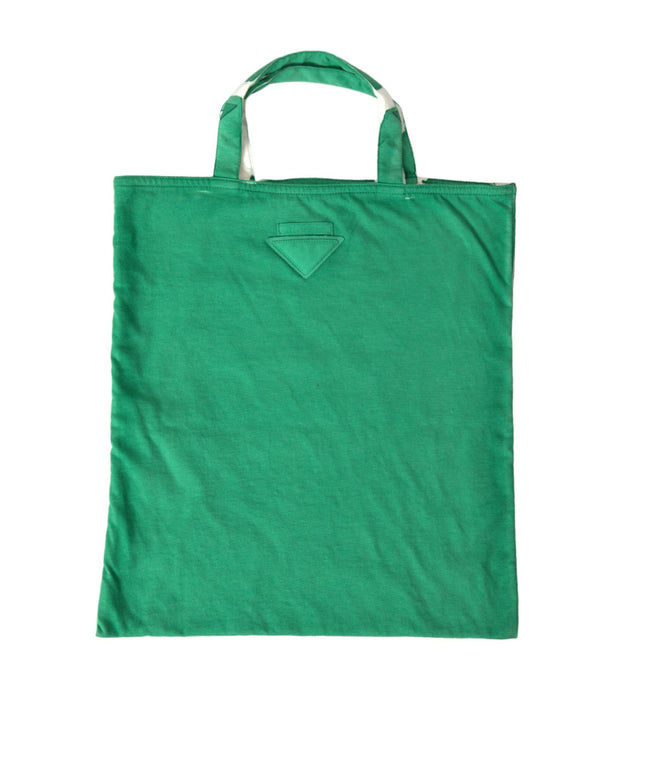 Prada Green Jersey Fabric Logo Shoulder Shopping Tote Shopping Bag