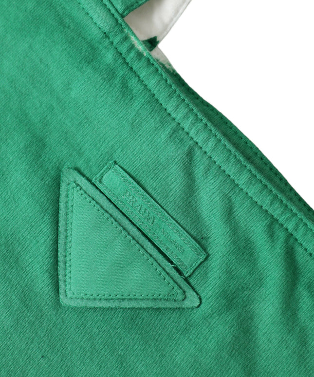 Prada Green Jersey Fabric Logo Shoulder Shopping Tote Shopping Bag
