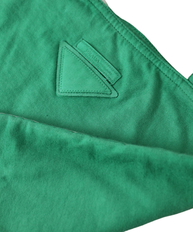 Prada Green Jersey Fabric Logo Shoulder Shopping Tote Shopping Bag