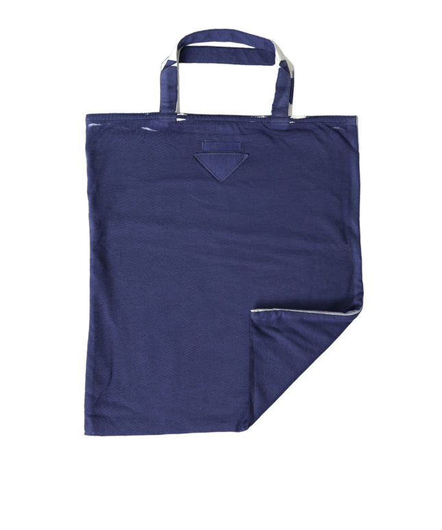 Prada Blue Jersey Fabric Logo Shoulder Shopping Tote Shopping Bag
