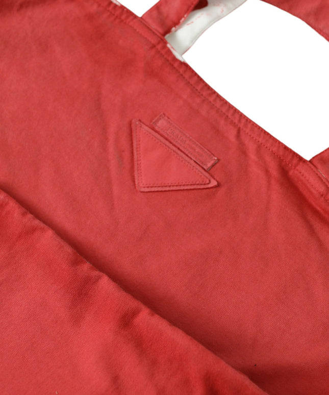 Prada Red Jersey Fabric Logo Shoulder Shopping Tote Bag