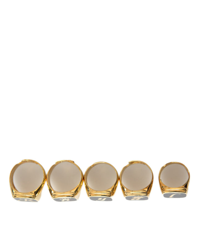 Dolce & Gabbana Gold Brass ROYAL Enamel Set of 5 Ring