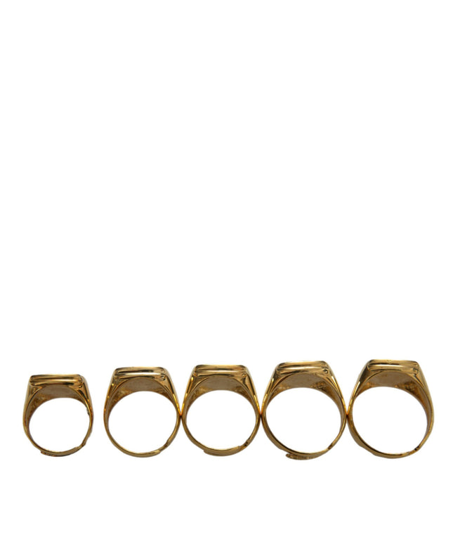 Dolce & Gabbana Gold Brass ROYAL Enamel Set of 5 Ring
