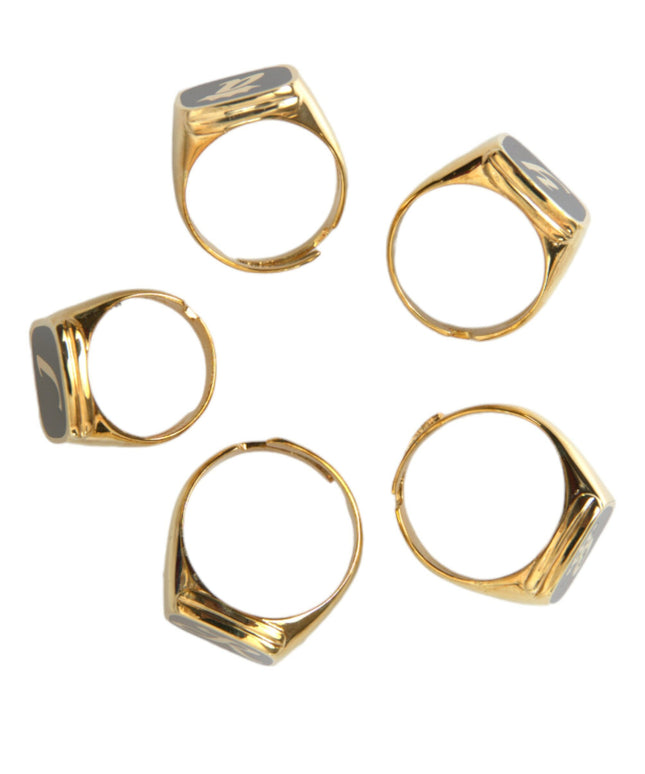 Dolce & Gabbana Gold Brass ROYAL Enamel Set of 5 Ring