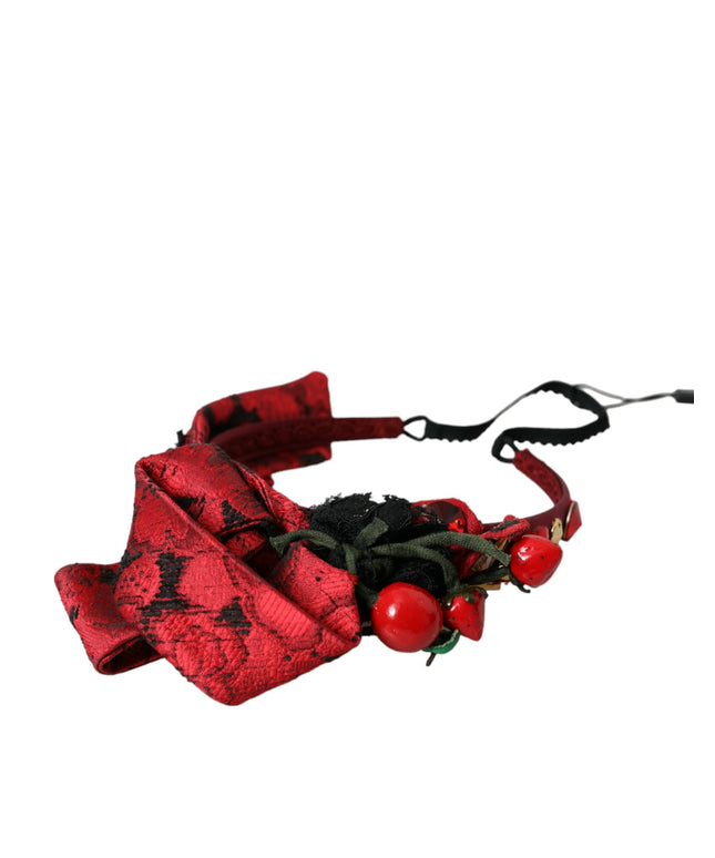 Dolce & Gabbana Red Cherry Sicily Embellished Women Hairband Diadem