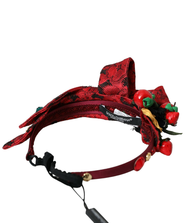 Dolce & Gabbana Red Cherry Sicily Embellished Women Hairband Diadem