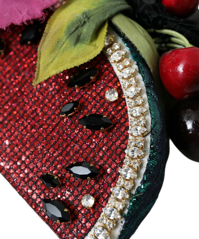 Dolce & Gabbana Red Watermelon Cherry Crystal Hairband Statement Diadem